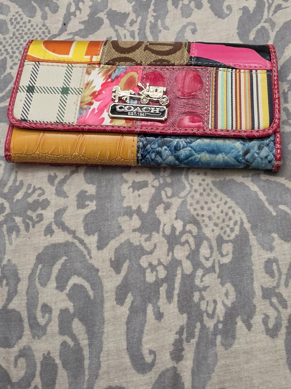 Coach Multicolor Patchwork Wallet  Trifold